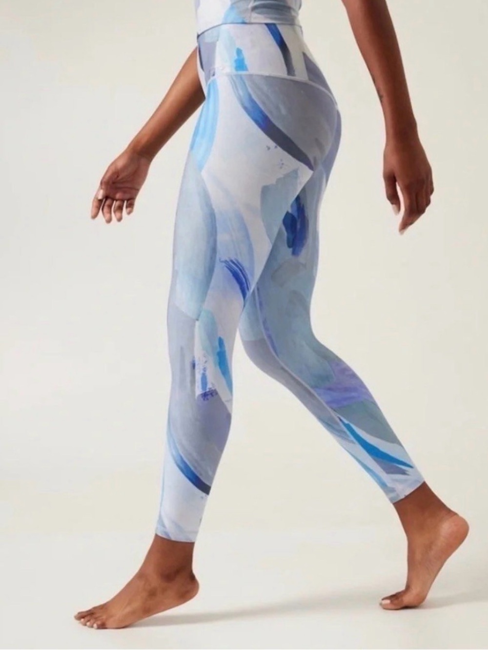 Athleta Light Blue & Navy Abstract High-Rise Leggings